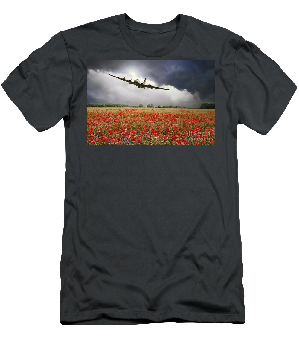 B-17 Flying Fortress T-Shirt featuring the digital art B-17 Poppy Pride by Airpower Art