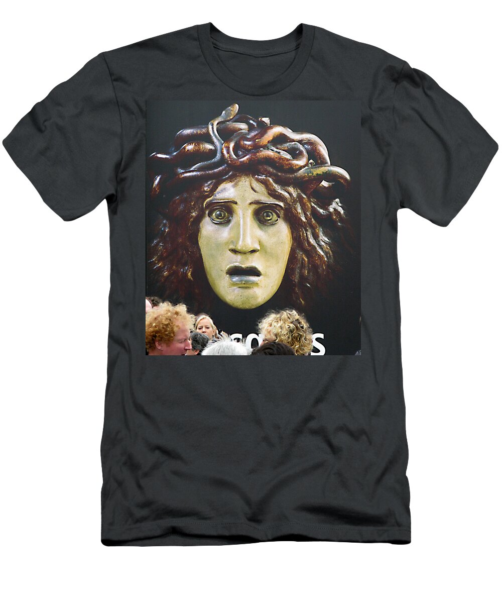 Medusa T-Shirt featuring the photograph Bad Hair Day at d'Orsay Museum, Paris. by Joe Schofield