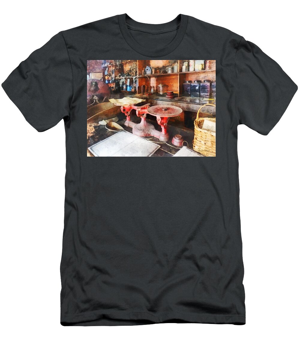Scale T-Shirt featuring the photograph Balance Scale in General Store by Susan Savad
