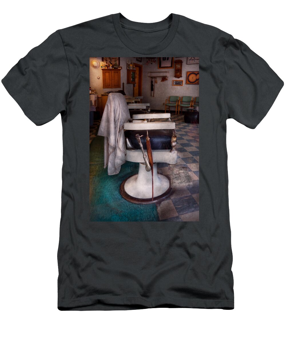 Barber T-Shirt featuring the photograph Barber - Frenchtown NJ - We have some free seats by Mike Savad