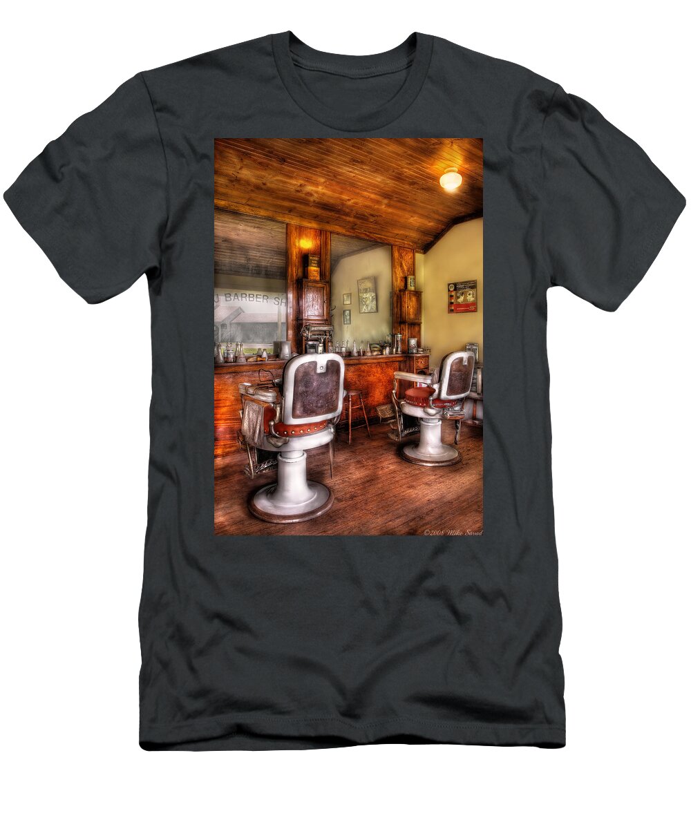 Barber T-Shirt featuring the photograph Barber - The Barber Shop II by Mike Savad