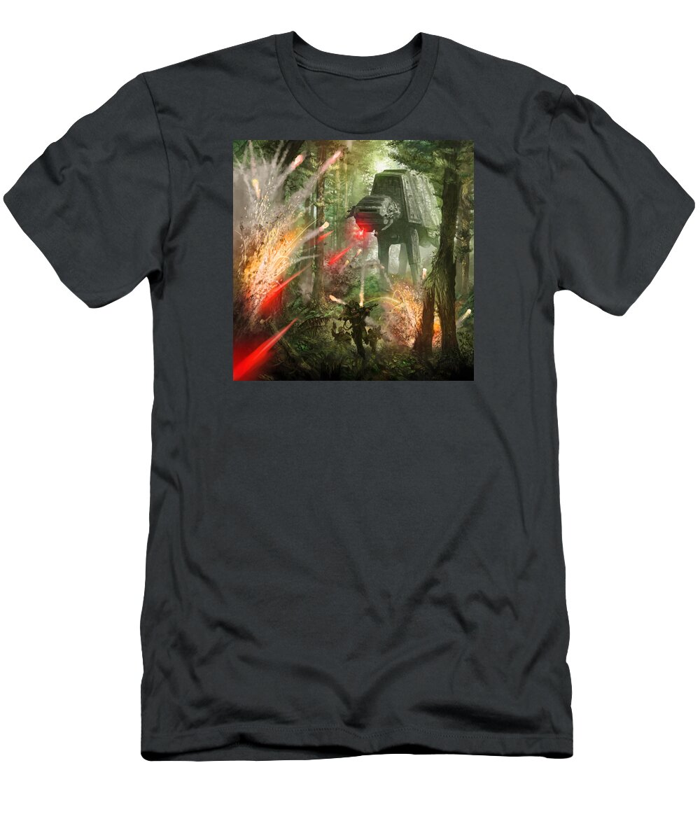 Star Wars T-Shirt featuring the digital art Barrage Attack by Ryan Barger