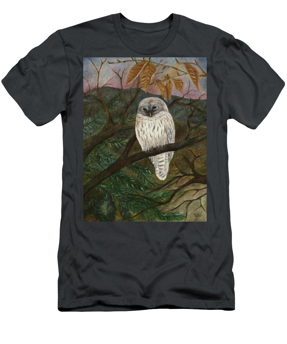 Barred Owl T-Shirt featuring the painting Barred Owl by FT McKinstry