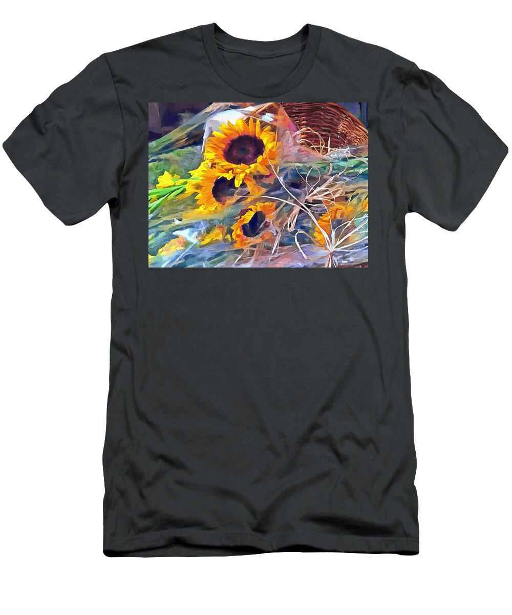 Sunflower T-Shirt featuring the photograph Basket of Sunflowers by Susan Savad