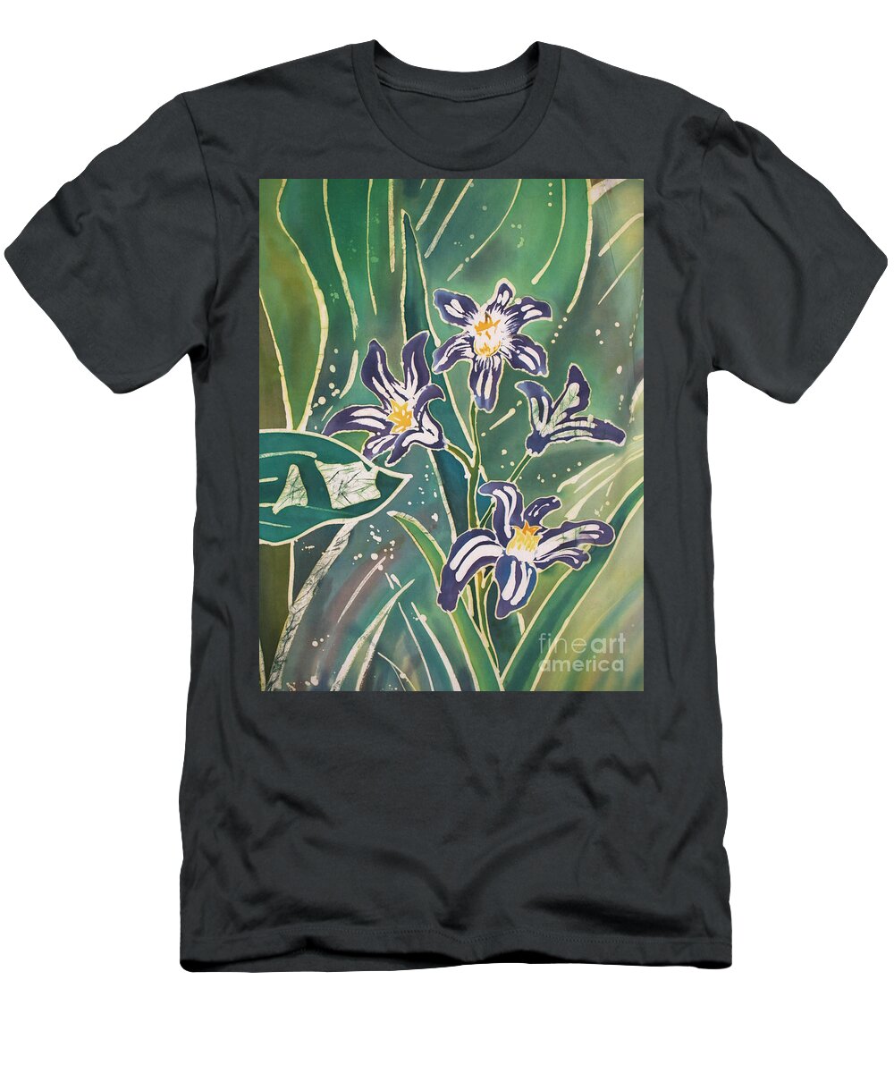 Batik T-Shirt featuring the painting Batik Macro - Pushkinia by Anna Lisa Yoder