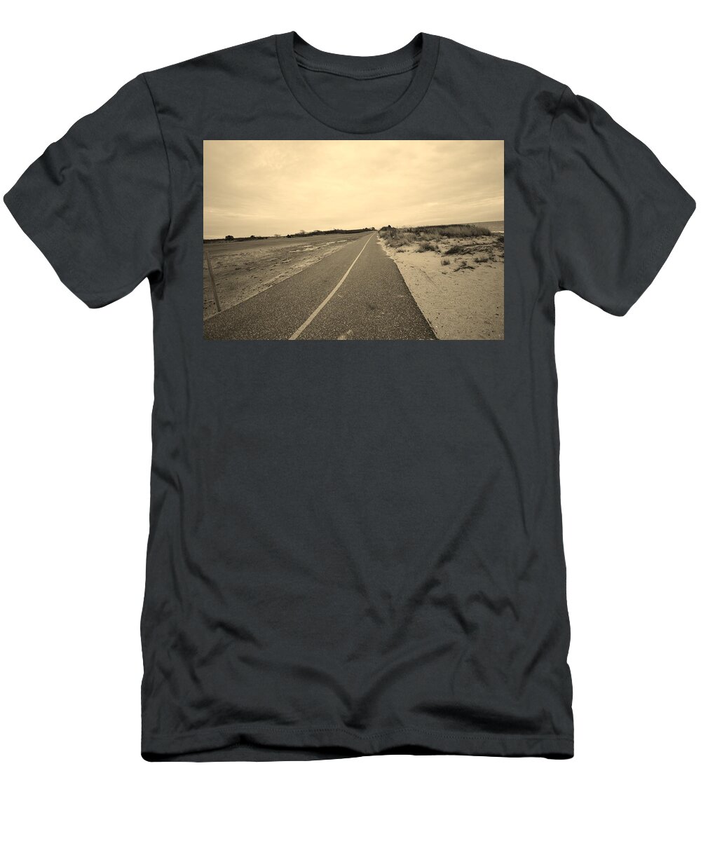 Beach Bike Path T-Shirt featuring the photograph Lonely Beach Bike Path by Stacie Siemsen