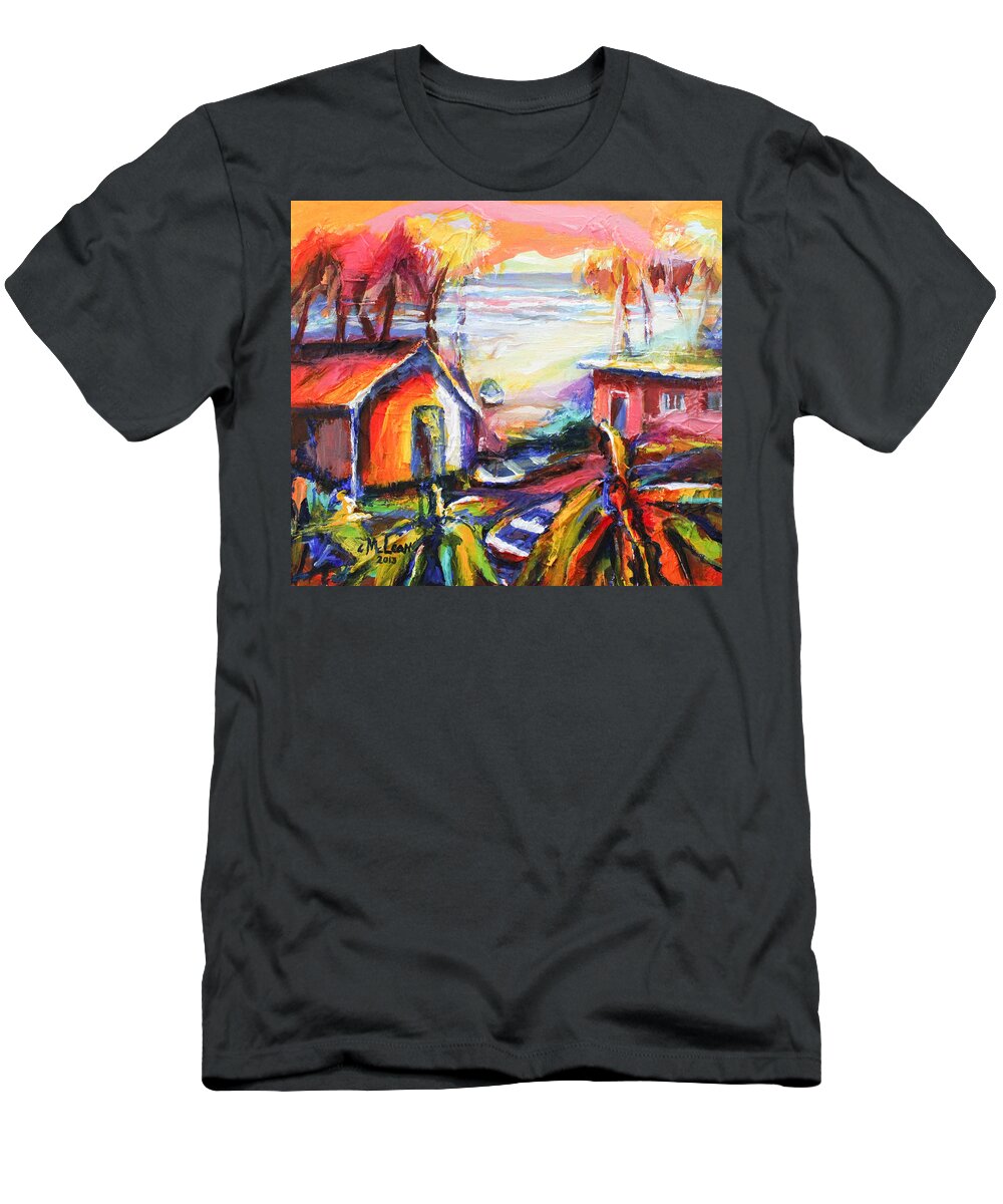 Abstract T-Shirt featuring the painting Beach House I by Cynthia McLean