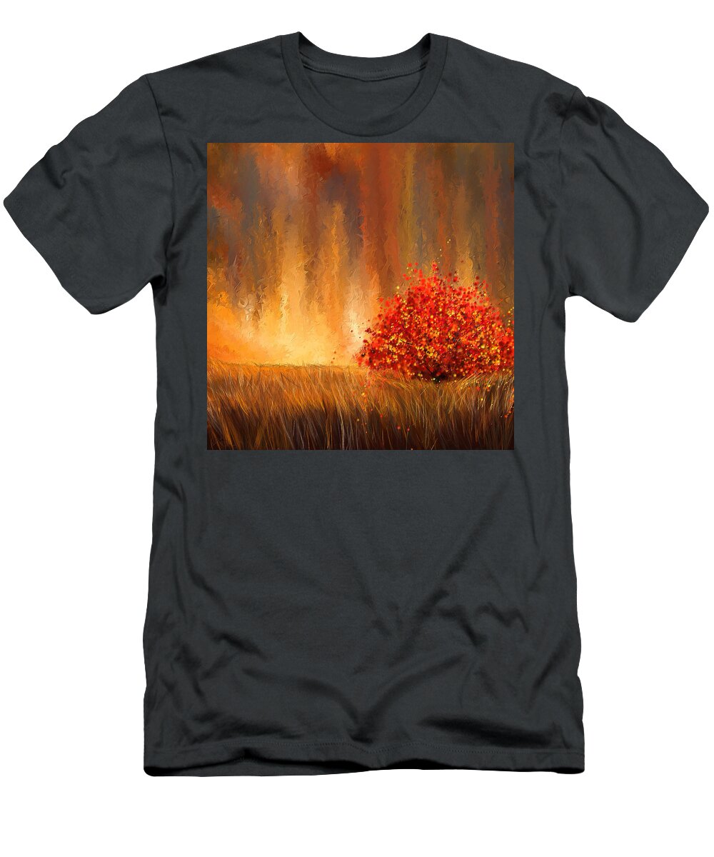 Four Seasons T-Shirt featuring the painting Beautiful Change- Autumn Impressionist by Lourry Legarde