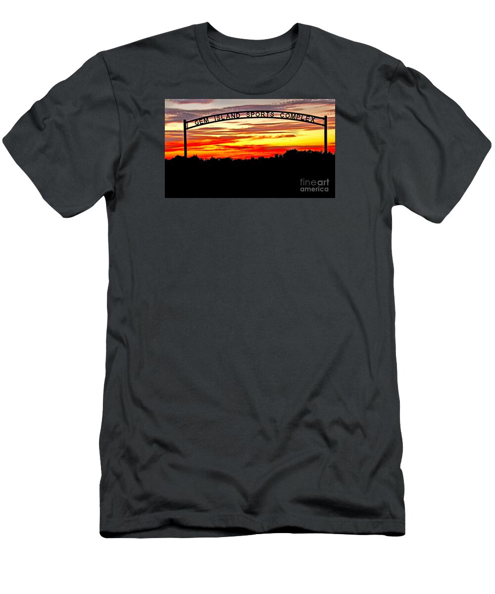 Sport Complex T-Shirt featuring the photograph Beautiful Sunset And Emmett Sport Comples by Robert Bales