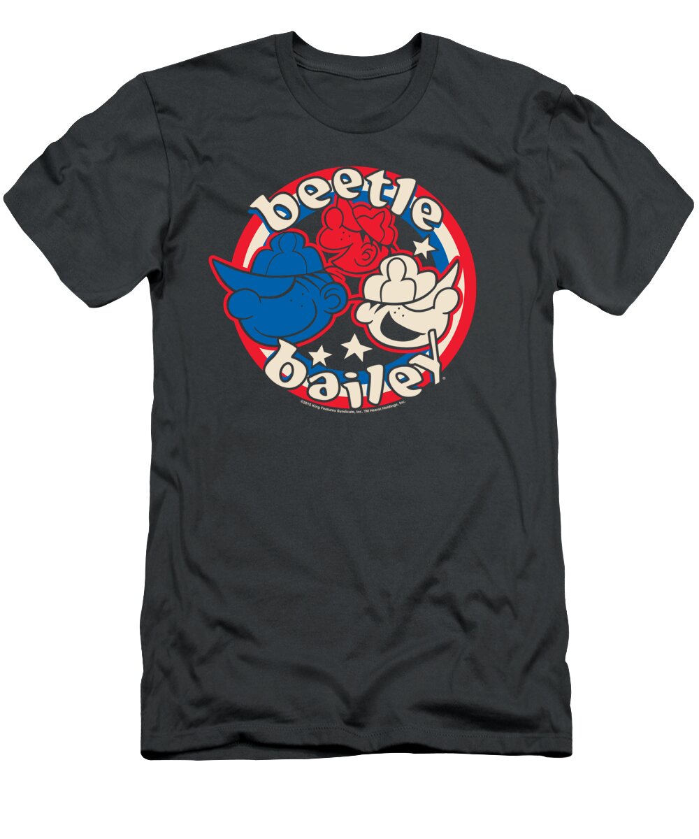  T-Shirt featuring the digital art Beetle Bailey - Red White And Bailey by Brand A