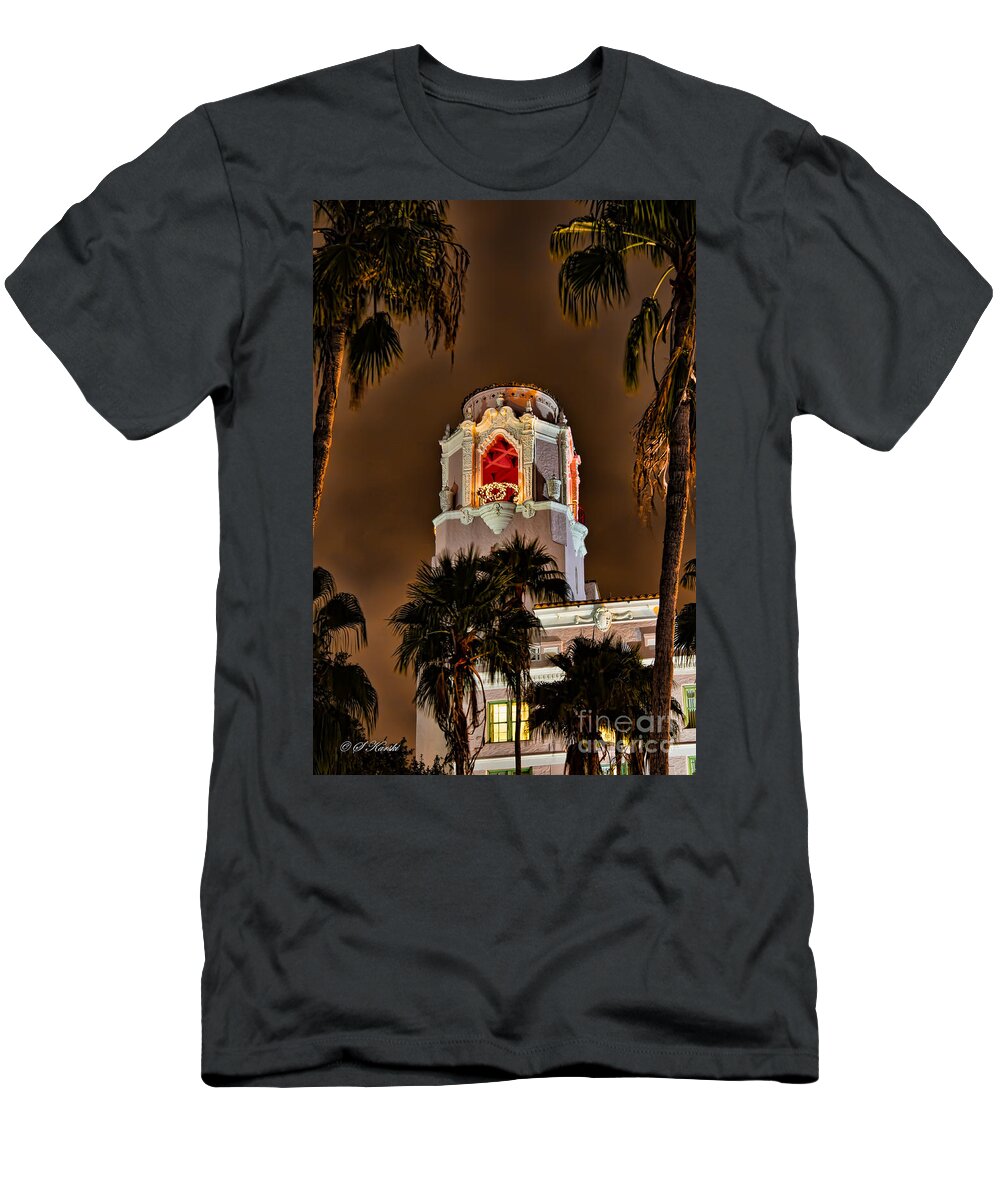Christmas T-Shirt featuring the photograph Bell Tower at Christmas by Sue Karski