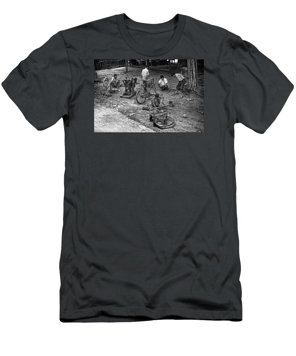 Bicyle T-Shirt featuring the photograph Bicycle repair in Amarapura by RicardMN Photography