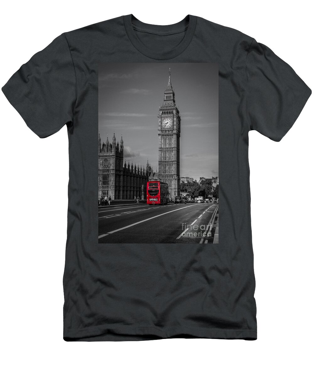 Elizabeth Tower T-Shirt featuring the photograph Big Ben and London Bus by Chris Thaxter