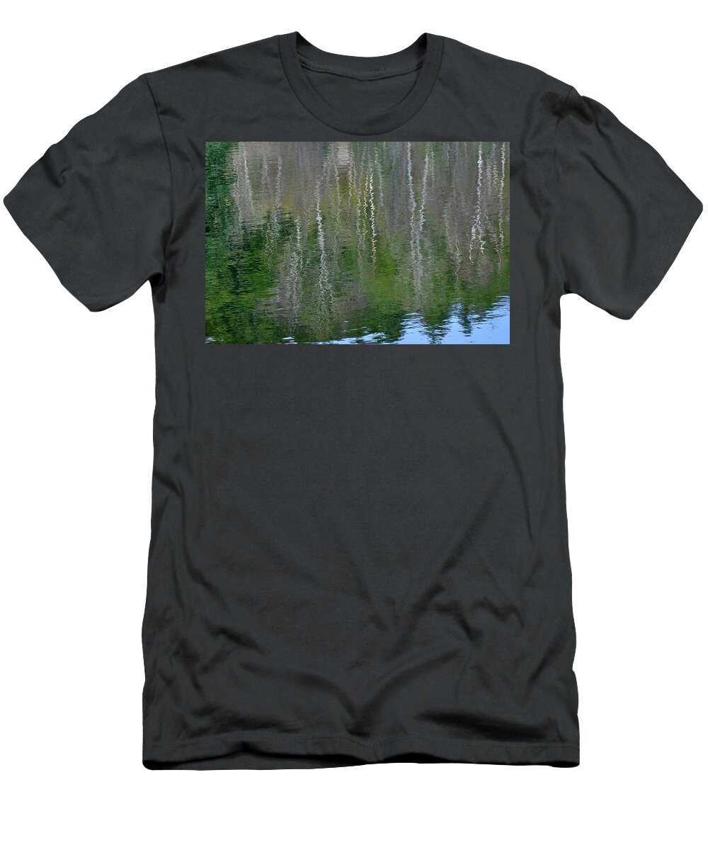 Pond Reflections Photographs T-Shirt featuring the photograph Birch Trees Reflected in Pond by Phyllis Meinke