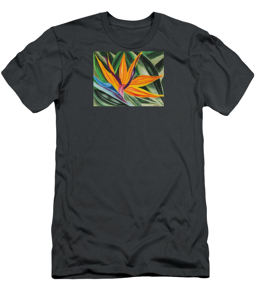 Bird Of Paradise T-Shirt featuring the painting Bird Of Paradise by Annette M Stevenson