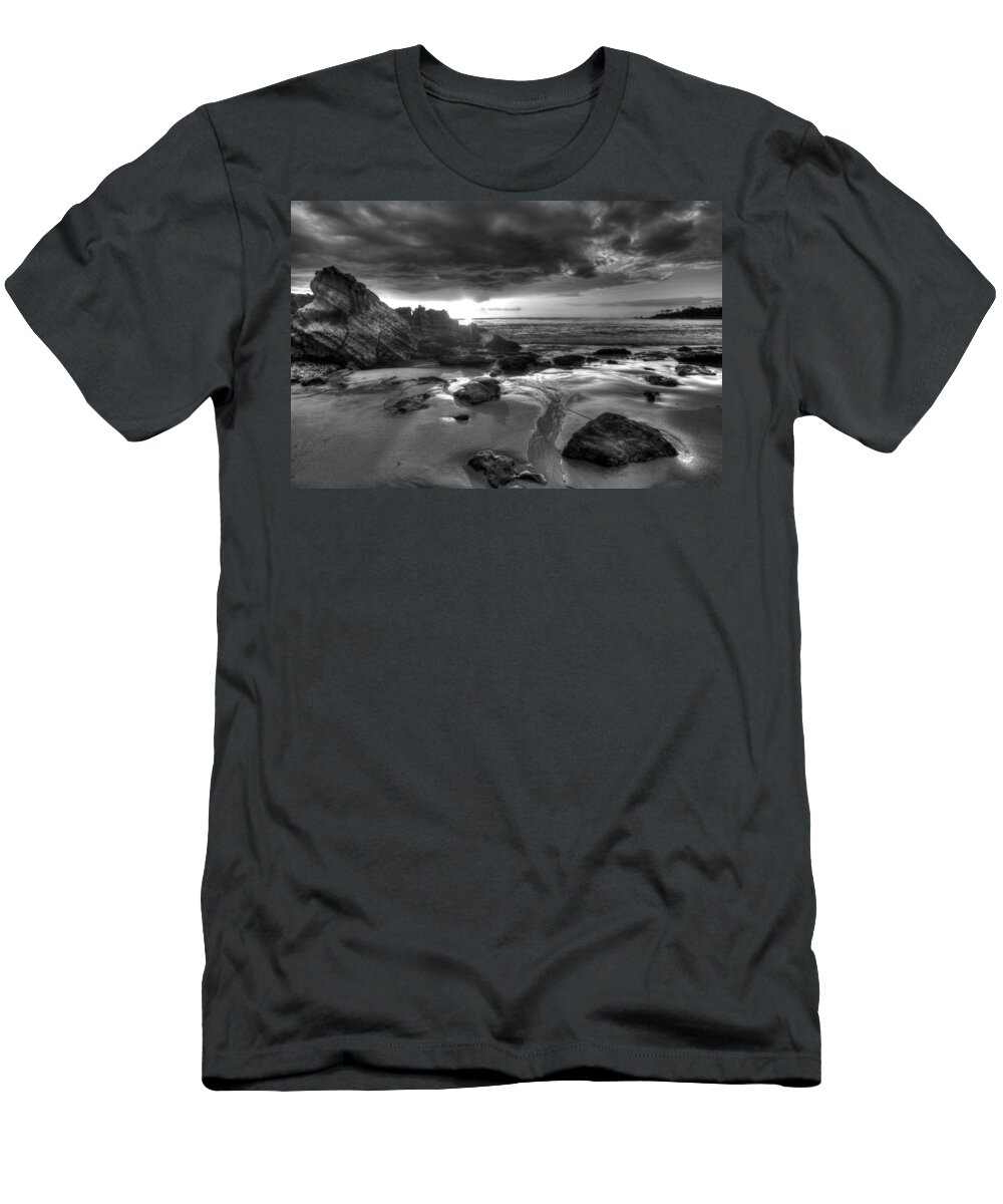Wassmann T-Shirt featuring the photograph Black and white Laguna Beach by Cliff Wassmann