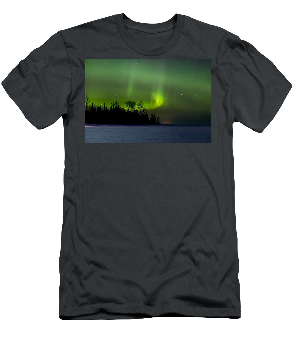 Astrophotography T-Shirt featuring the photograph Black Bay Aurora by Jakub Sisak