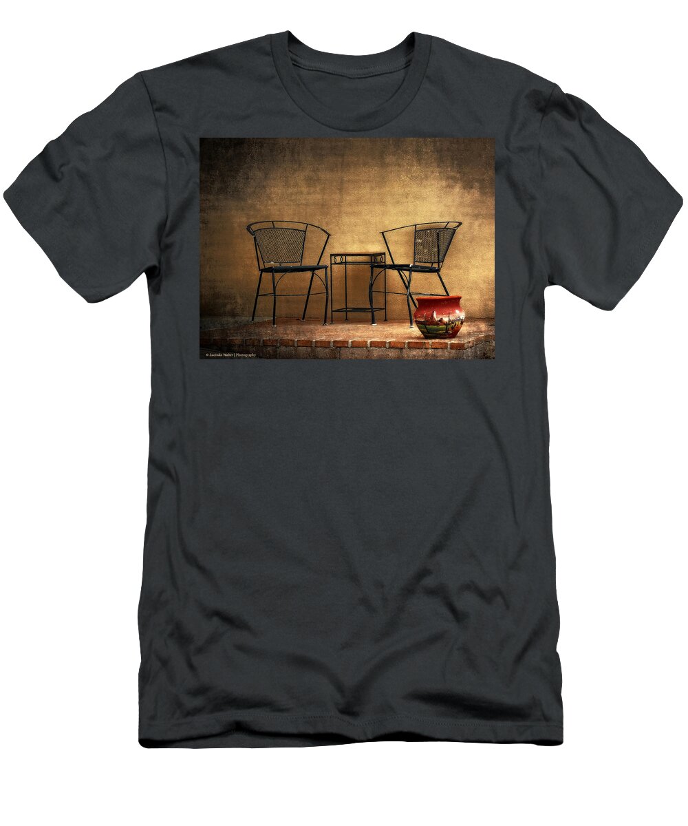 Chairs T-Shirt featuring the photograph Black Table and Chairs by Lucinda Walter
