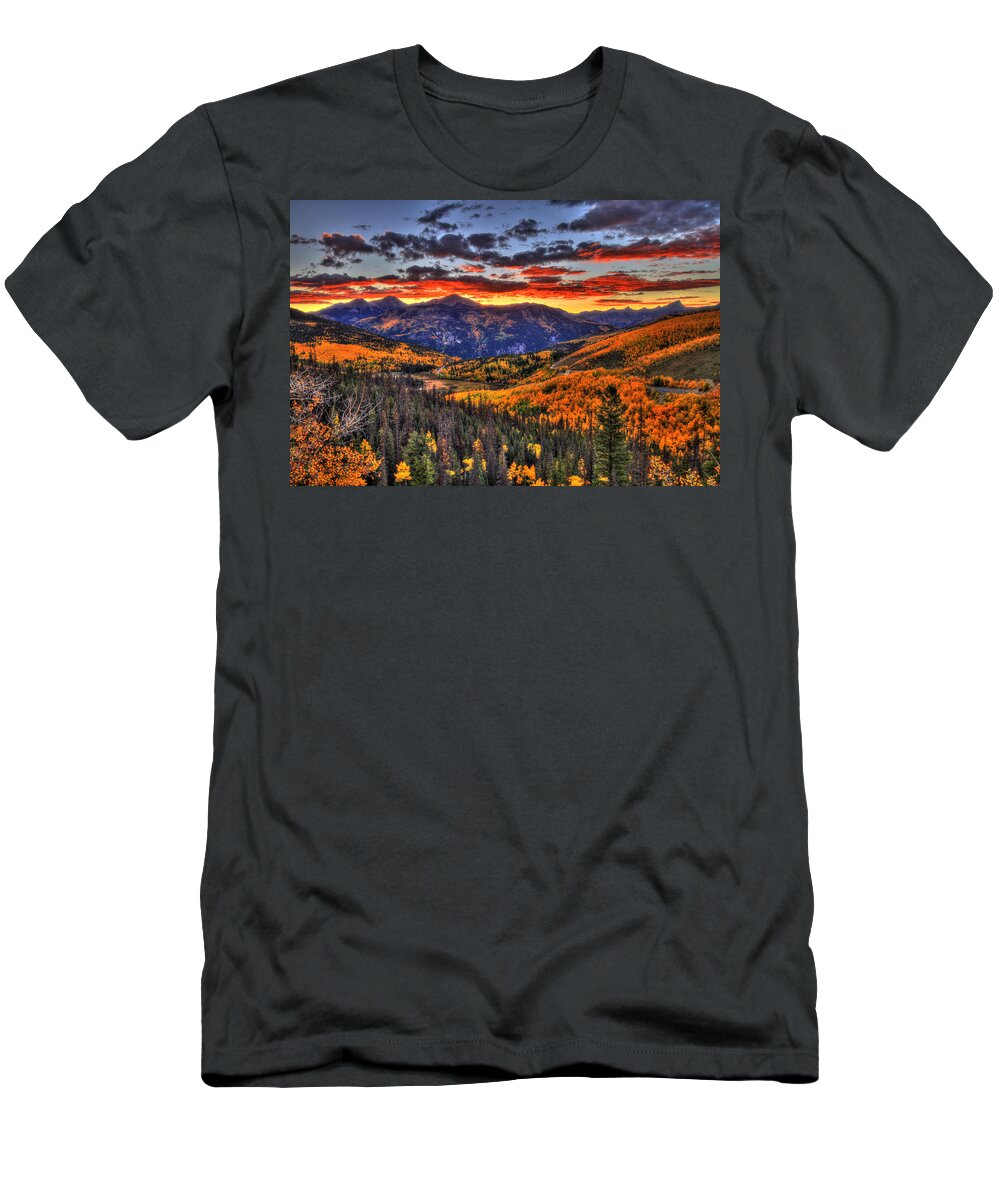 Mountain T-Shirt featuring the photograph Blazing Fall by Scott Mahon