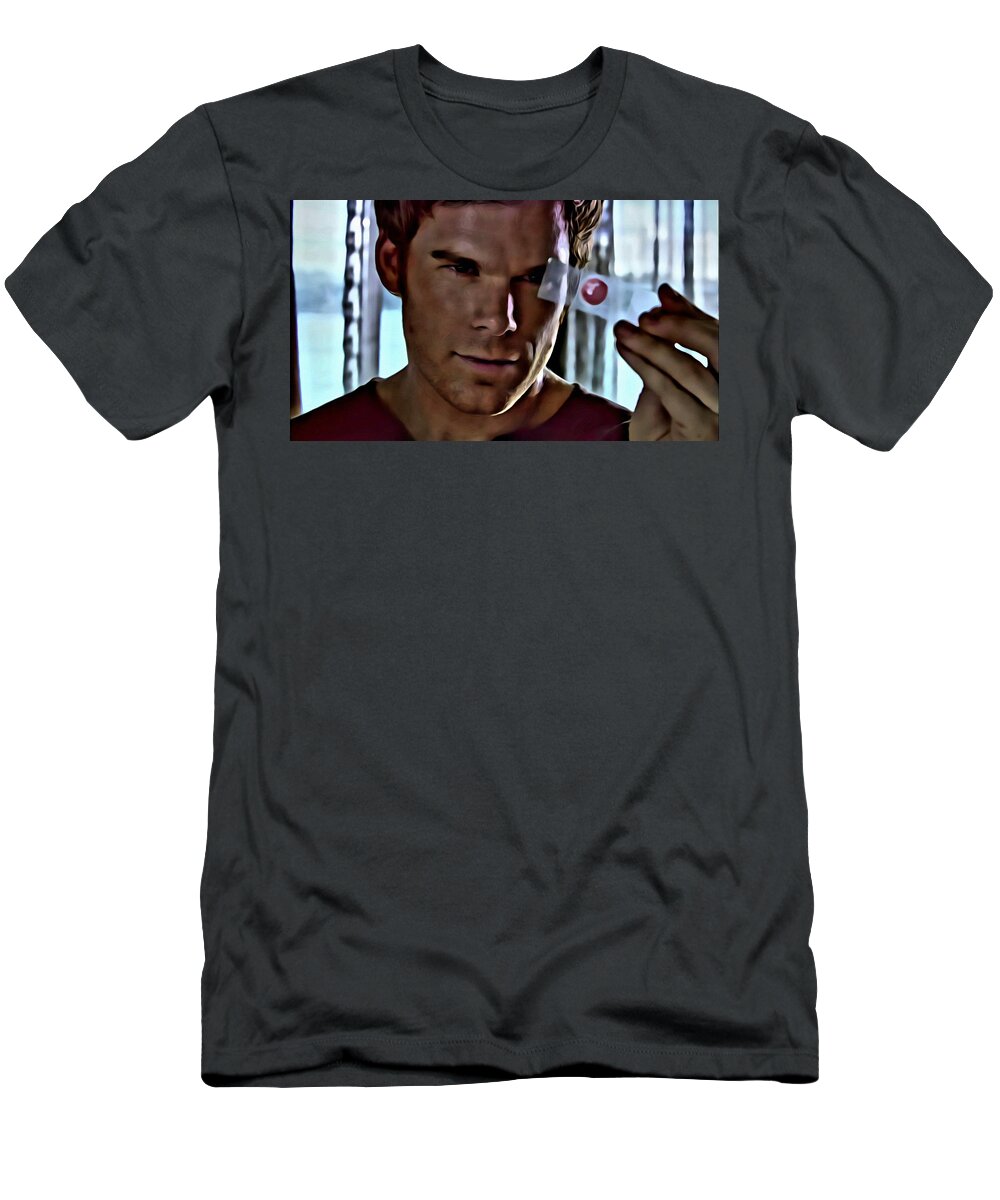 Dexter T-Shirt featuring the painting Blood Slide Dexter by Florian Rodarte
