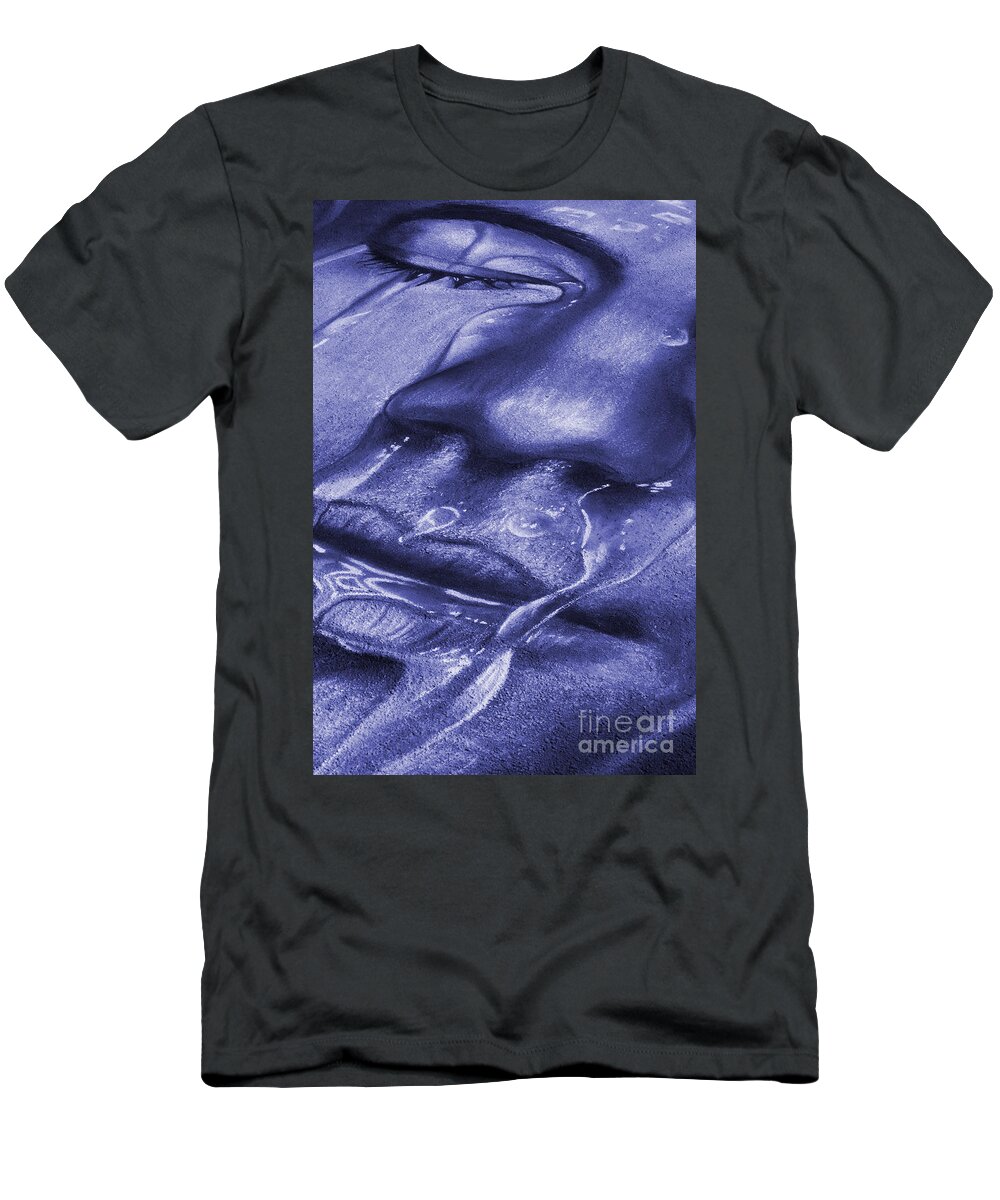 Chalk T-Shirt featuring the photograph Blue Face by Anthony Totah