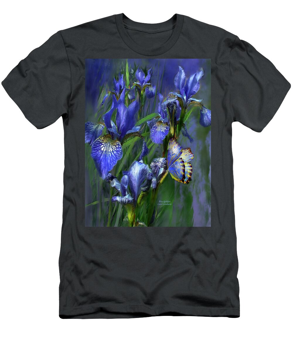 Iris T-Shirt featuring the mixed media Blue Goddess by Carol Cavalaris