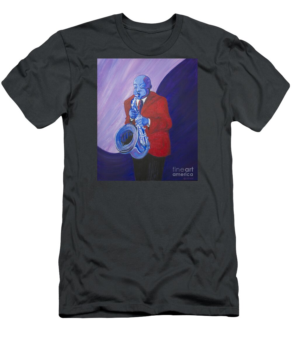Dwayne Glapion T-Shirt featuring the painting Blue Note by Dwayne Glapion