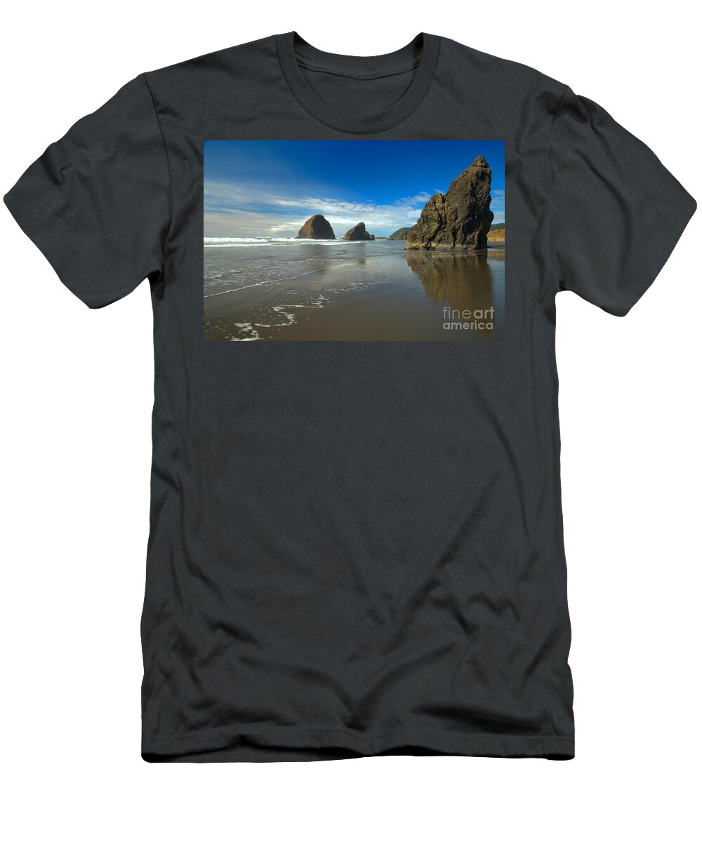 Meyers Creek T-Shirt featuring the photograph Blue Skies Over Meyers Beach by Adam Jewell