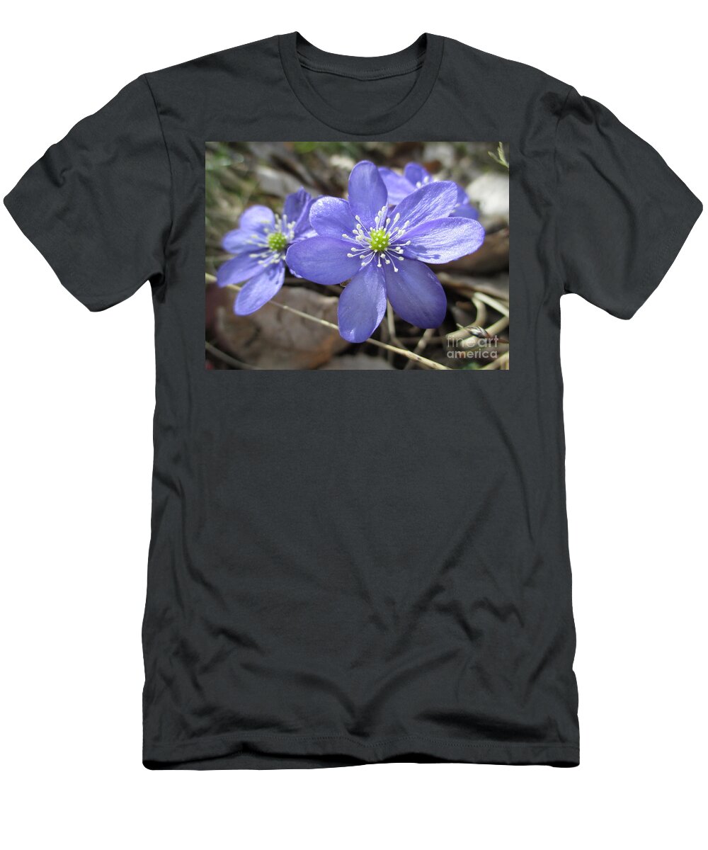 Blue Wood Anemones T-Shirt featuring the photograph Blue Wood Anemones by Martin Howard