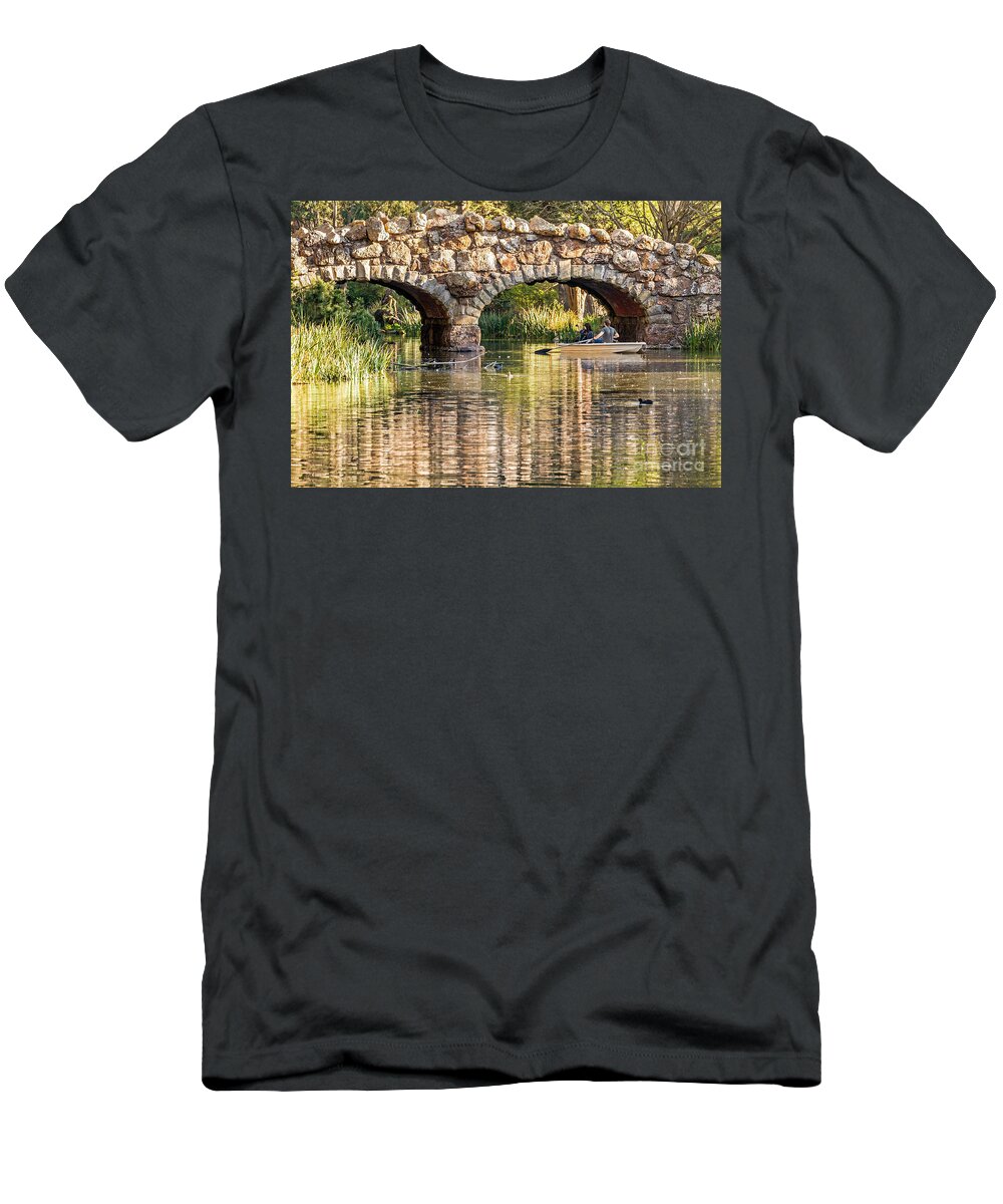 American Coot T-Shirt featuring the photograph Boaters under the Bridge by Kate Brown