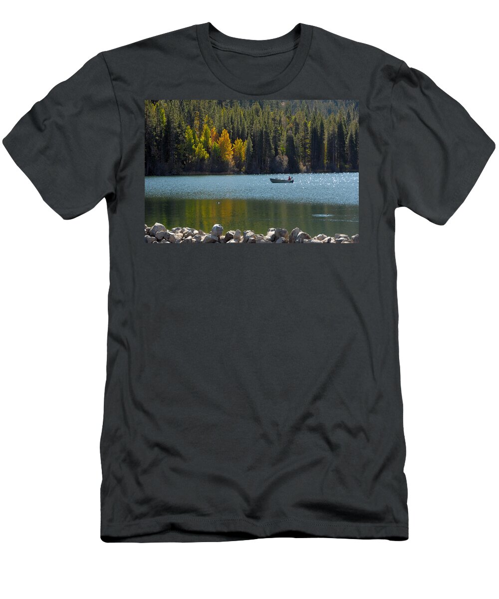 Fall T-Shirt featuring the photograph Boating on Gull Lake by Lynn Bauer