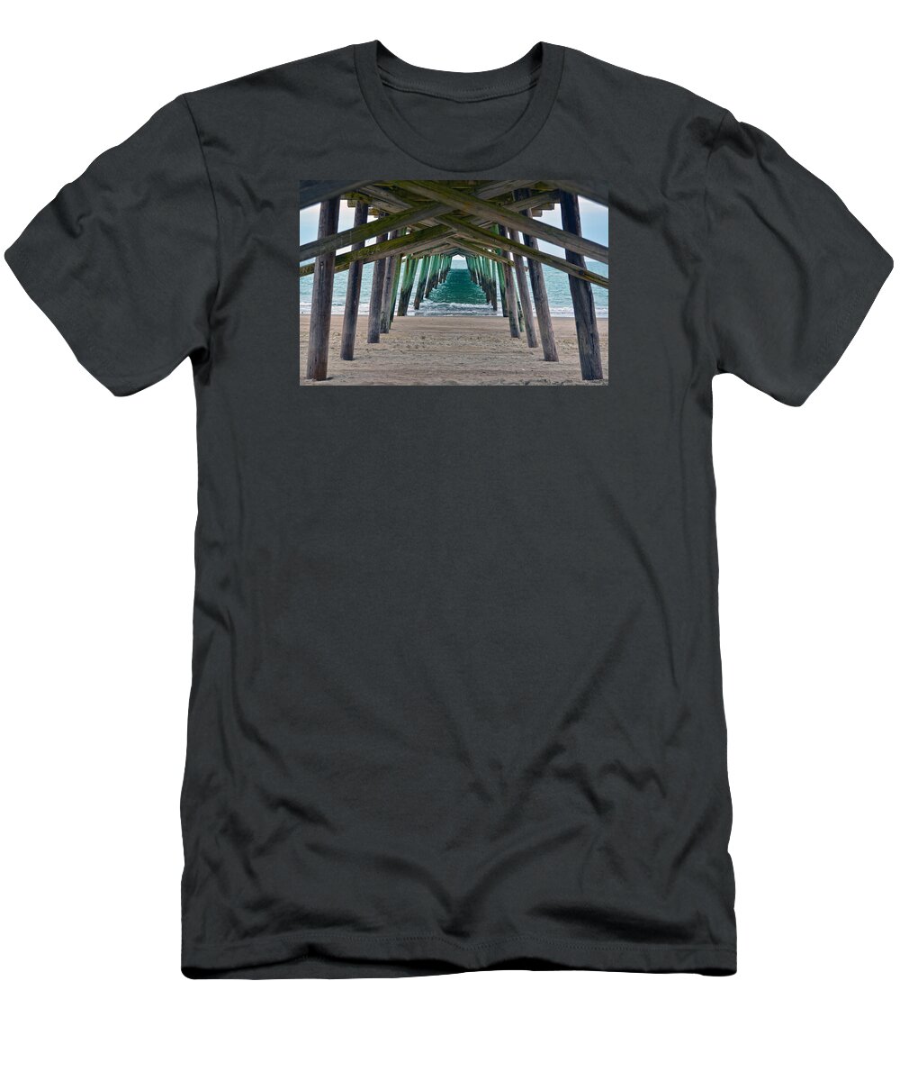 Bogue Banks Fishing Pier T-Shirt featuring the photograph Bogue Banks Fishing Pier by Sandi OReilly