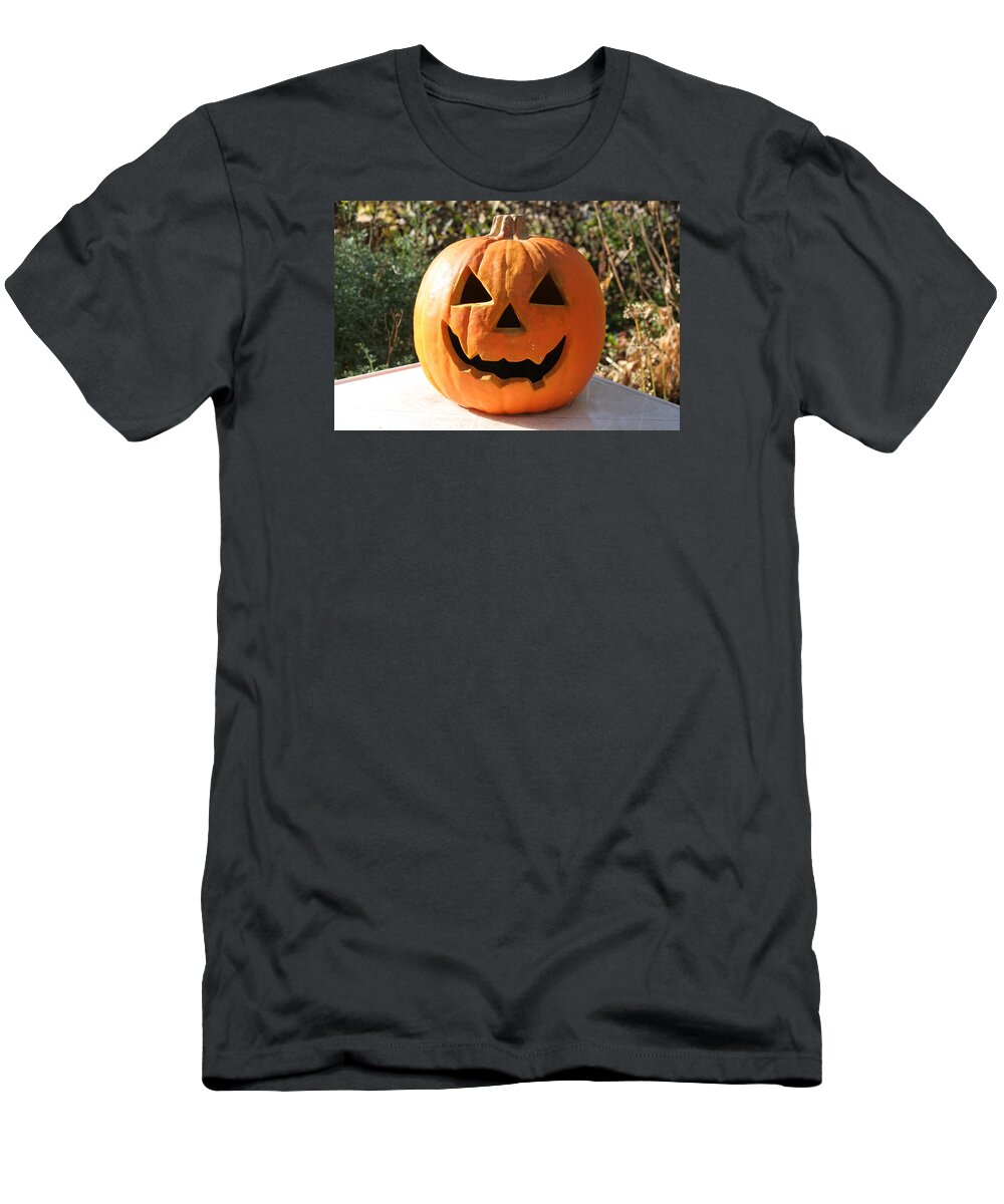 Jack-o'lantern T-Shirt featuring the photograph Halloween Pumpkin Jack-O-Lantern by Valerie Collins