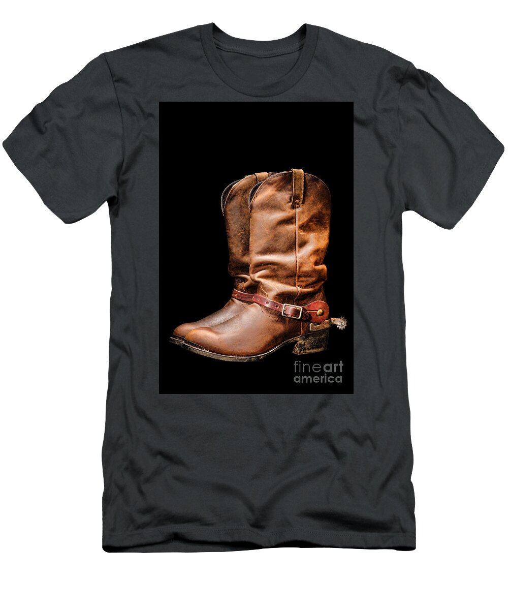 Rodeo T-Shirt featuring the photograph Boots on Black by Olivier Le Queinec