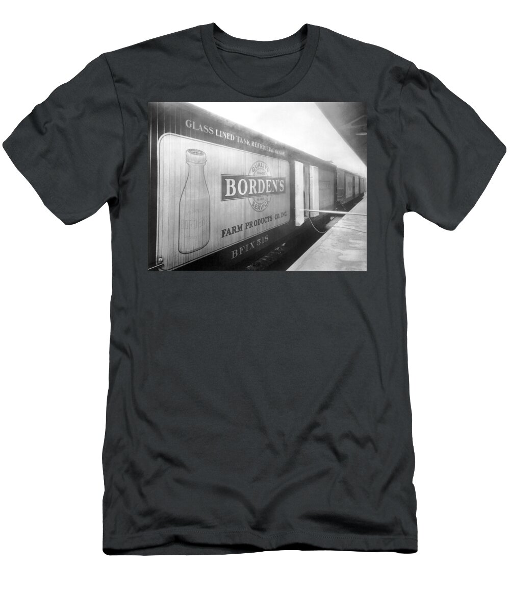 1920s T-Shirt featuring the photograph Borden's Milk Refrigerator Car by Underwood Archives