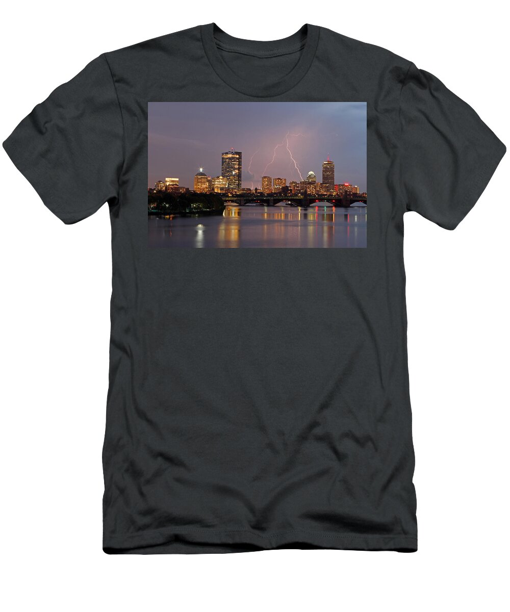 Boston T-Shirt featuring the photograph Boston Lightning Thunderstorm by Juergen Roth