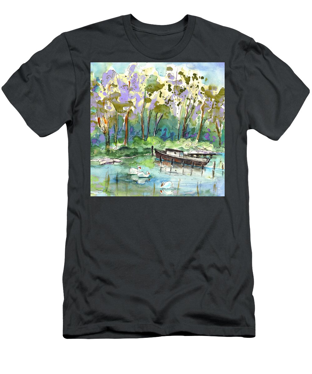 Travel T-Shirt featuring the painting Bray sur Seine 01 by Miki De Goodaboom