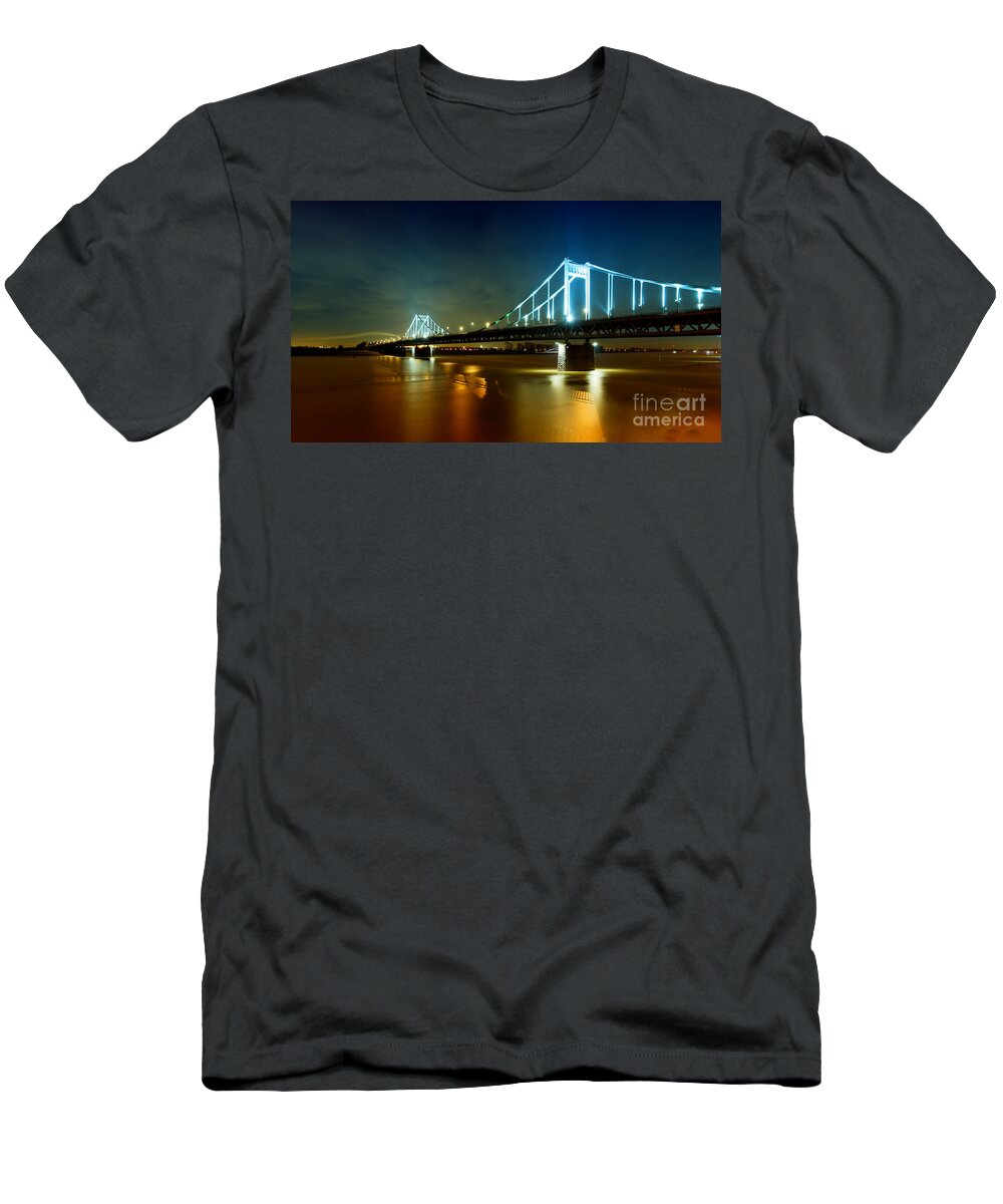 Bridge T-Shirt featuring the photograph Bridge at night by Daniel Heine