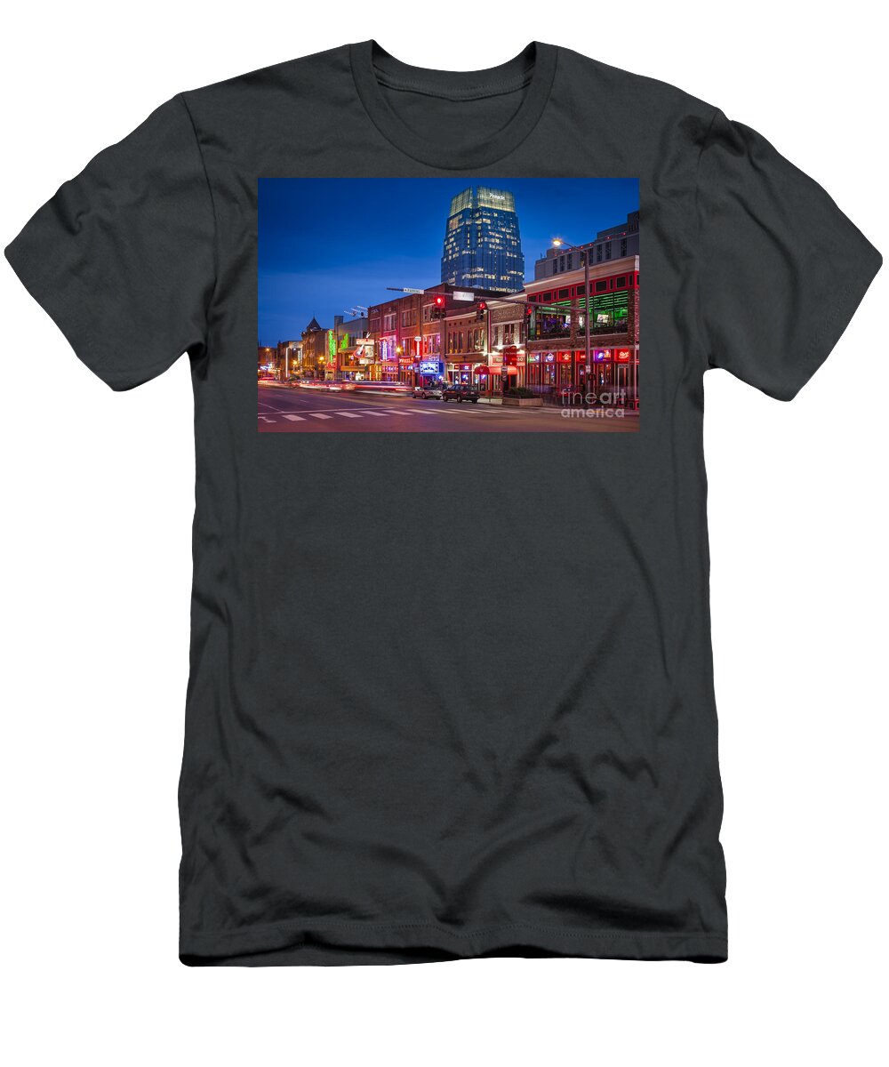 Nashville T-Shirt featuring the photograph Broadway Street Nashville by Brian Jannsen