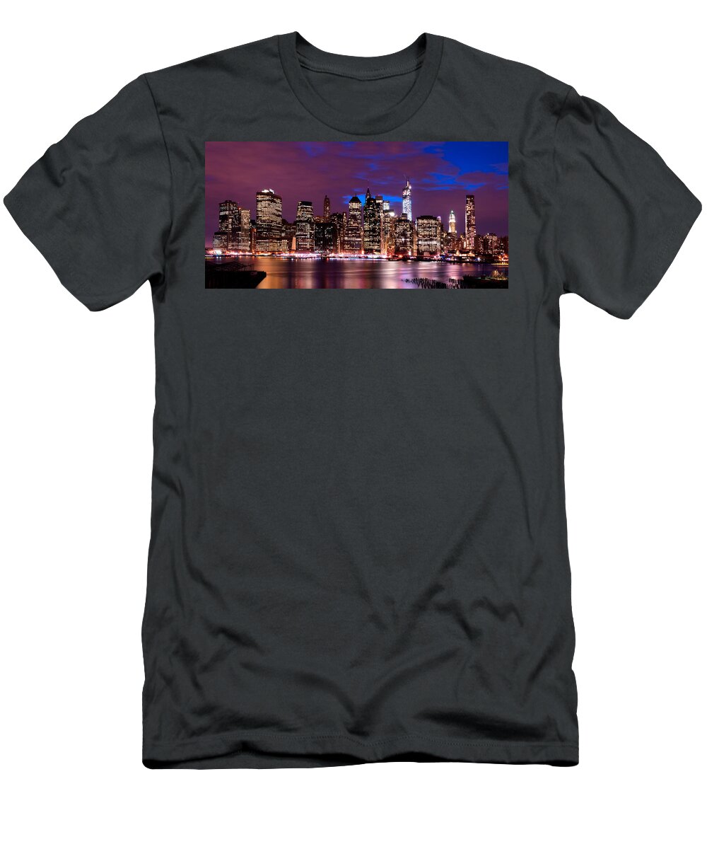 Amazing Brooklyn Bridge Photos T-Shirt featuring the photograph Brooklyn Height Promenade View of the NYC Skyline by Mitchell R Grosky