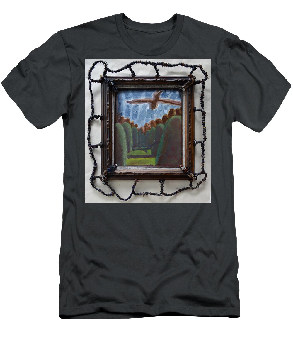 Abstract T-Shirt featuring the painting Brother Stanley's Eagles - Framed by Nancy Mauerman