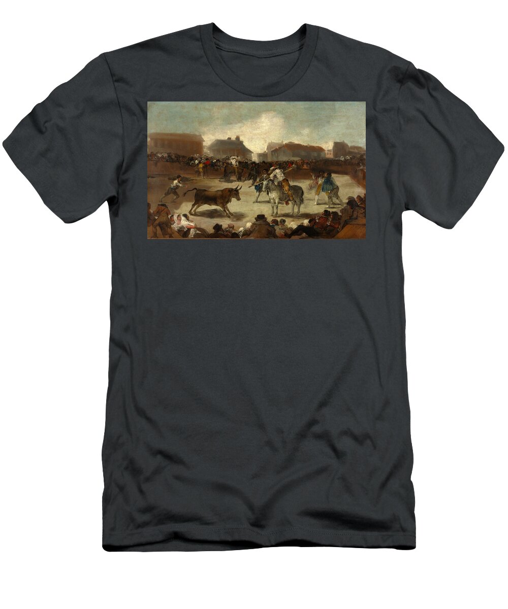 Francisco Goya T-Shirt featuring the painting Bullfight in a village by Francisco Goya