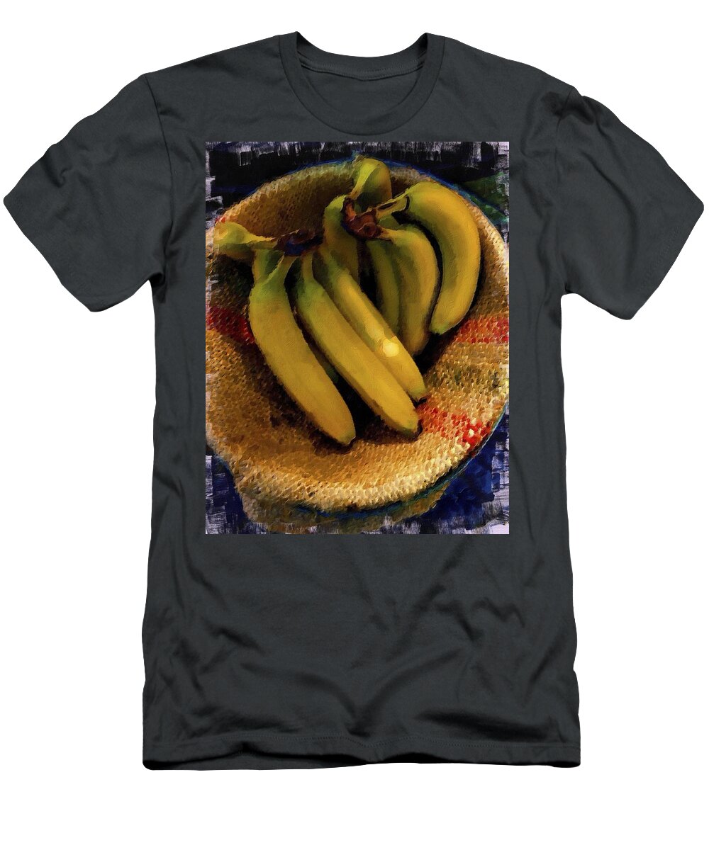 Bowl Of Bananas T-Shirt featuring the painting Bunch of Bananas by Joan Reese