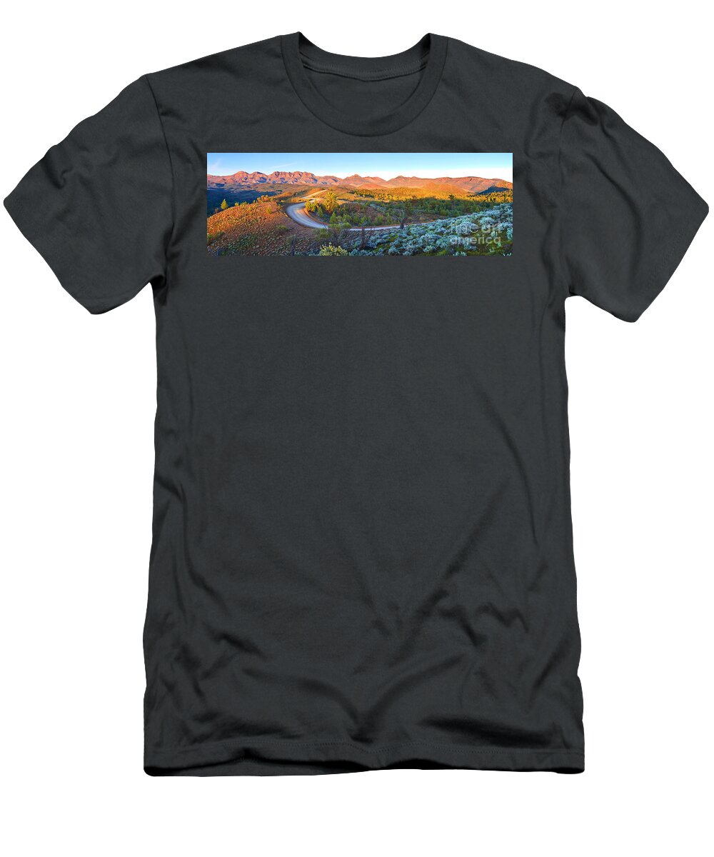 Bunyeroo Valley Flinders Ranges South Australia Australian Landscape Landscapes Pano Panorama Outback Early Morning Wilpena Pound T-Shirt featuring the photograph Bunyeroo Valley by Bill Robinson