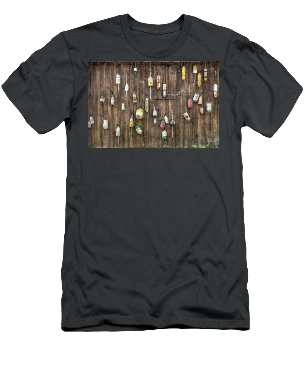 Americana T-Shirt featuring the photograph Buoys on the barn. Things you might see in the country - Americana by Gary Heller