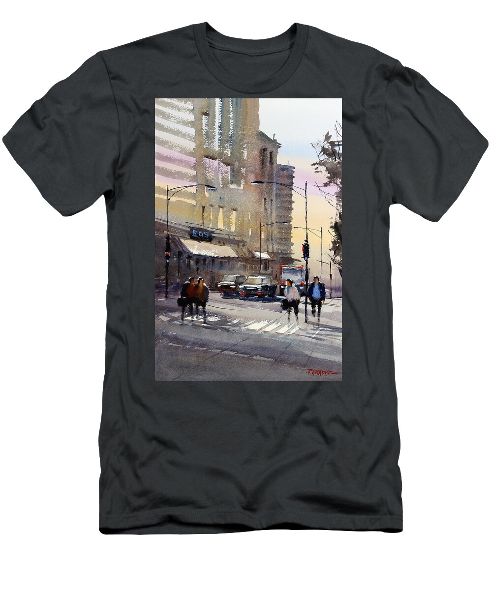 Ryan Radke T-Shirt featuring the painting Bus Stop - Chicago by Ryan Radke