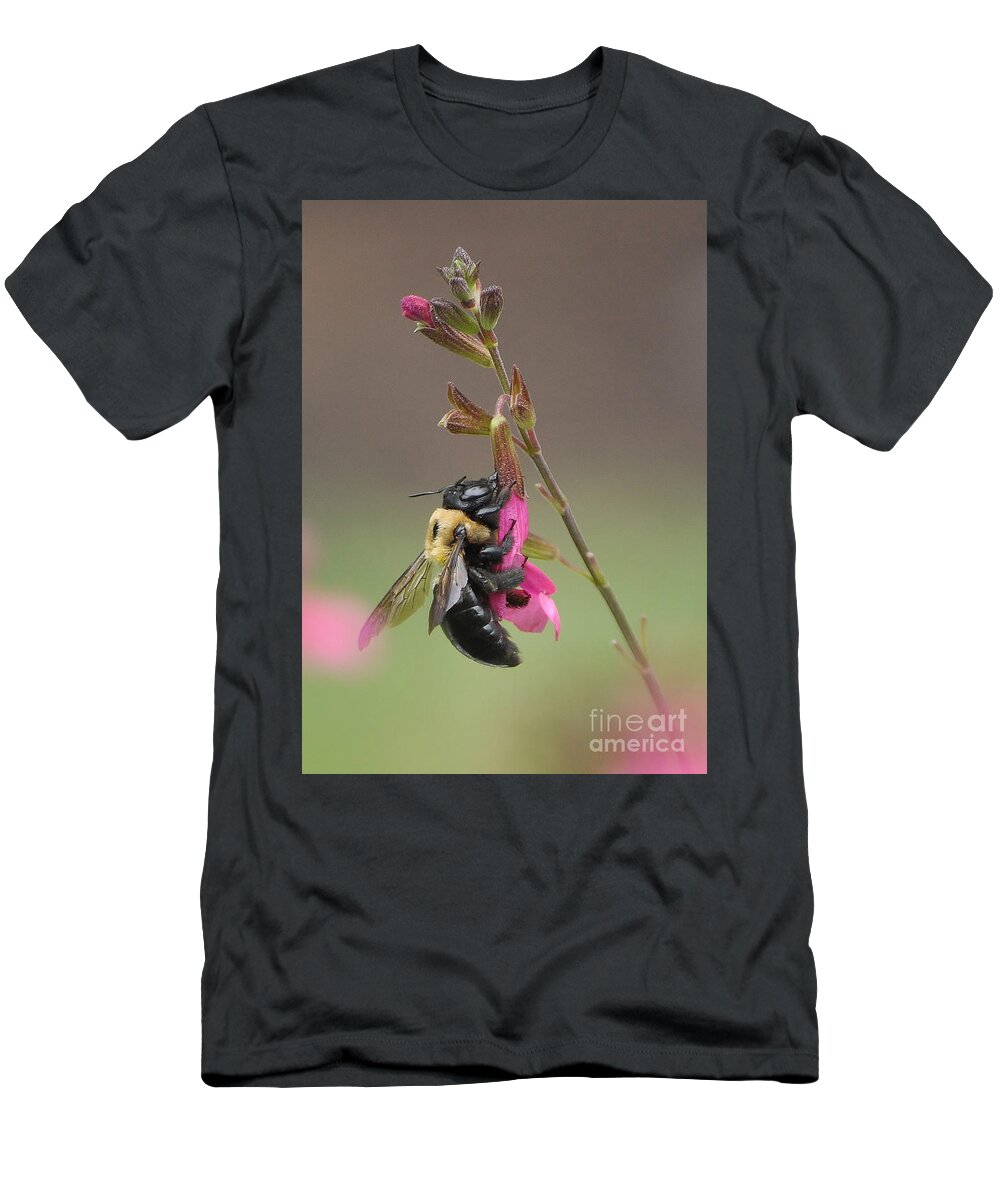 Bee T-Shirt featuring the photograph Busy As A Bee by Kathy Baccari