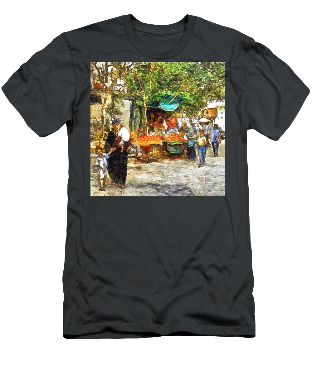 Rossidis T-Shirt featuring the painting Cairo market by George Rossidis