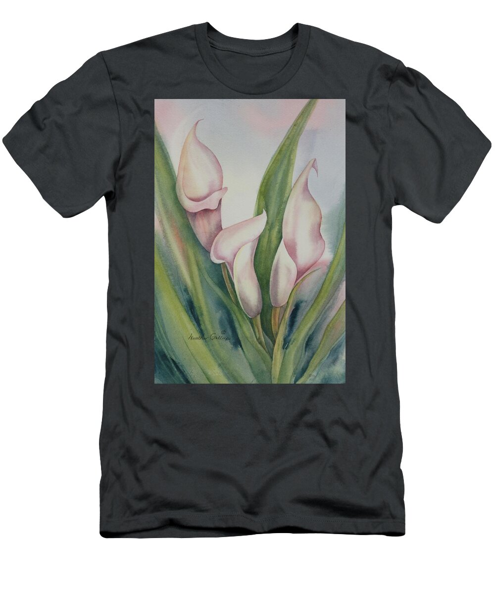 Calla Lilies T-Shirt featuring the painting Calla Lilies by Heather Gallup
