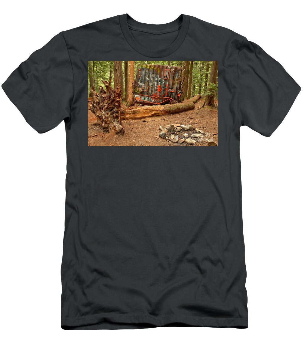 Canada Pacific T-Shirt featuring the photograph Campsite By The Box Car by Adam Jewell
